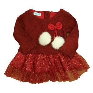 Bear Leader Girls Red | White Long Sleeve Shirt size: 12 Months